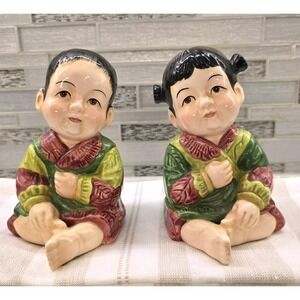 VTG 6" Seymour Mann Porcelain Boy/Girl Bookends Hand Painted Japan Collectibles